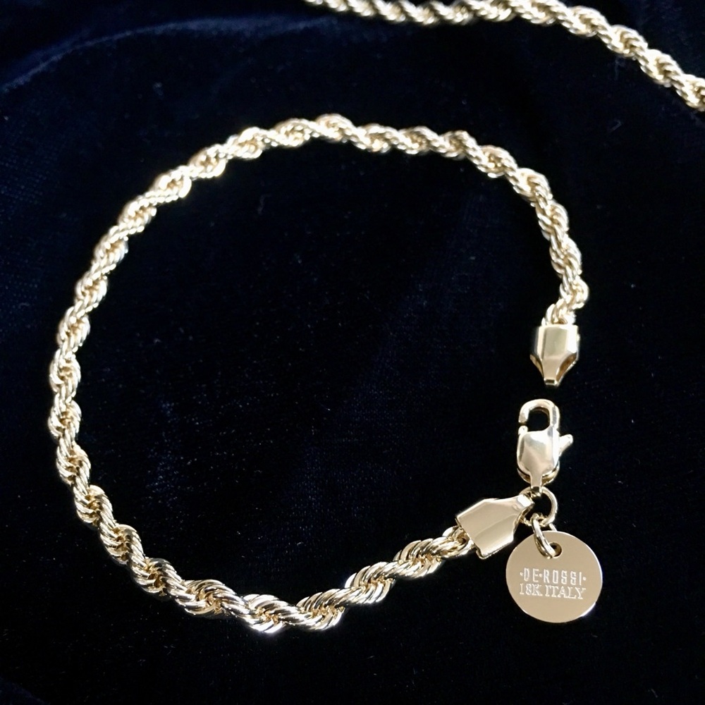 NEW 18K GOLD ROPE BRACELET MADE IN ITALY **LIFETIME WARRANTY**